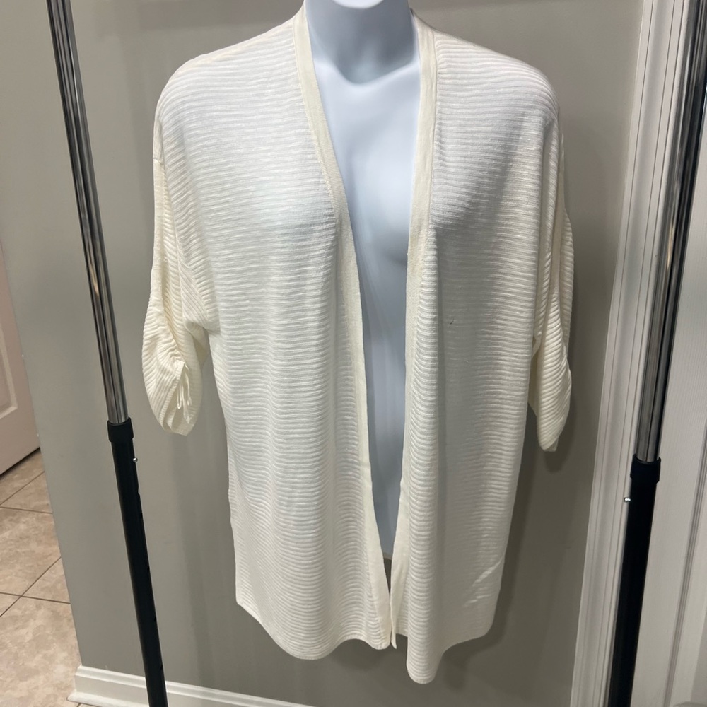Kasper Cream Open-Front Cardigan